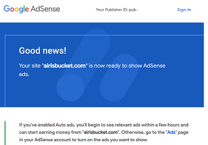 adsense blog diterima
